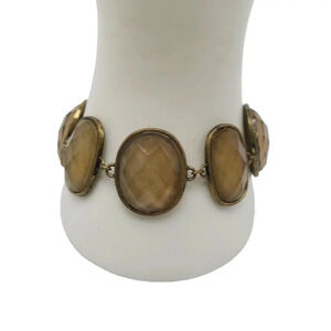 Avon Faceted Prystal Link Bangle Bracelet Lobster Closure Gold Tone Vintage